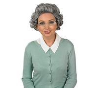 Fun Shack Granny Wig Adult, Granny Wig and Glasses, Grey Old Lady Wig, Grey Granny Wigs For Women, Grey Curly Wig Fancy Dress One Size