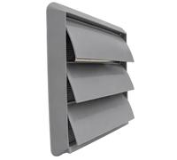 Grey Gravity Backdraft Stop Vent Grille with Flyscreen - External Air Vent Cover with 5" Inch/125mm Round Spigot Connection