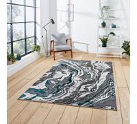 Think Rugs Apollo Grey/Green Rectangle 160 x 220cm Polypropylene Modern Abstract GR584, Grey