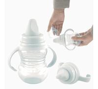 Grey Grip N Sip Baby Bottle, 290ml/10oz Plastic Beaker Cup for Toddlers, Non-Spill BPA Free Sipper Cup for Babies with Handles, Soft Spout Transition Drink Bottles for Unisex Babies 6+M