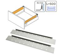 (Grey, H146mm x L500mm) Kitchen Drawer Side Cover Perforated Sides Soft Close Medium Box Runner Grey