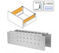 (Grey, H210mm x L500mm) Kitchen Drawer Side Cover Perforated Sides Soft Close Medium Box Runner Grey