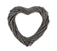 Grey Hanging Heart Willow Wreath Decoration 30cm