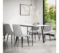 (Grey) Haydon Extending Marble Effect Dining Table Set w 4-6 Nova Velvet Chairs