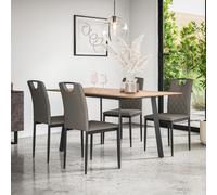 More4Homes Haydon Extending Dining Table & Chairs - Oak Effect Table Top w Black Legs + Monza Faux Leather Dining Chair Set Of 4 in Grey More4Homes Grey