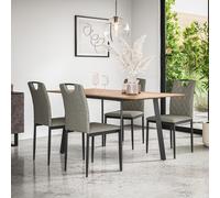(Grey) Haydon Extending Oak Effect Dining Table Set w 4-6 Monza Linen Chairs