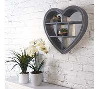 Grey Heart Mirror Shelf