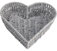 Grey Heart-Shaped Handwoven Bread Basket, Storage Organizer for Table, Kitchen, Living Room - Home Decor