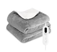 Grey Heated Blanket 160x130cm Washable Throw