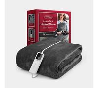 VonHaus Heated Throw Blanket - Electric Over Throw Fleece Blanket with Digital Control - Large Size 160 x 130cm, 9 Heat Settings, 9 Hour Timer, Safety Shut Off, Machine Washable, Soft Material - Grey