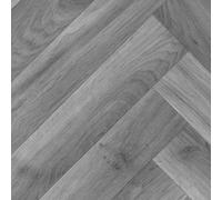 Grey Herringbone Wood Effect Vinyl Flooring For Livingroom, Kitchen, 2mm Cushion Backed Vinyl Sheet-2M(6'6") X 3M(9'9")-6M²