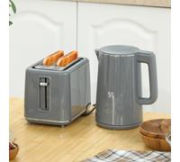 HOMCOM 800-211V70GY Grey 1.5L Fast Boil Electric Kettle 3000W and 2 Slice Toaster Set - Size: 2 Slice & 1.5L - Wilko