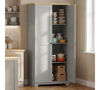 Homcom 172Cm Wooden Storage Cabinet Cupboard With 4 Shelves In Grey Grey