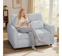 Homcom 2 Seater Sofa Bed, 3-In-1 Sleeper Sofa With Adjustable Backrest In Light Grey Light Grey