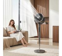(Grey) HOMCOM 20dB Silent Standing Fan, Oscillating Fan with 12 Speeds