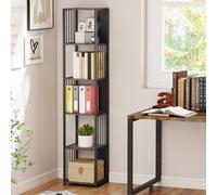 (Grey) HOMCOM 5-Tier Bookshelf, Freestanding Display Storage Unit