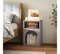 (Grey) HOMCOM Bedside Table, Modern Bedside Cabinet for Bedroom