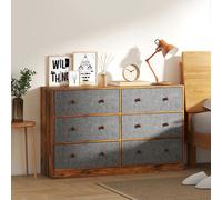 (Grey) HOMCOM Chest of Drawers, 6 Drawer Dresser for Bedroom