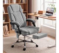 (Grey) HOMCOM Executive Office Chair, Desk Chair with Massage and Heat