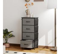 (Grey) HOMCOM Fabric Chest of Drawers, 4 Drawer Dresser for Bedroom
