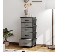 (Grey) HOMCOM Fabric Chest of Drawers, 5 Drawer Dresser for Bedroom