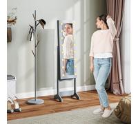 HOMCOM Freestanding Mirror Jewelry Cabinet with LED Lights, Jewellery Organiser with 3 Angle Adjustable, Full-Length Mirror with Storage for Earrings, Necklaces, Rings and Lipsticks, Grey