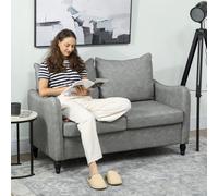 (Grey) HOMCOM Modern 2 Seater Sofa, PU Leather Upholstered Loveseat Settee