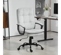 (Grey) HOMCOM Office Chair, Computer Desk Chair with Dual-Layer Padding