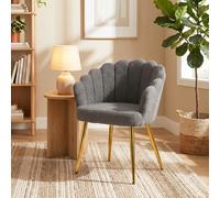 Homcom Petal-Back Lounge Chair With Faux Lamb's Wool And Metal Legs, Grey Grey