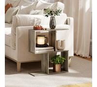 Homcom Side Table With Storage Shelves, 3-Tier, S-Shaped Narrow End Table In Grey Grey One Size