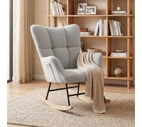 Homcom Tufted Rocking Chair With Side Pockets, Light Grey