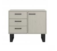 (Grey) Home Source Vigo 1 Door 3 Drawer Pine Sideboard Unit
