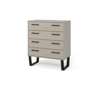 (Grey) Home Source Vigo 4 Drawer Solid Pine Industrial Chest Storage Unit