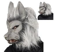 Grey Horror Werewolf Wolf Mask Halloween Hairy Fancy Dress Animal Accessory