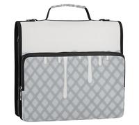 Grey Ice Cream Plaid Checked 1.5 Inch 3 Rings Sturdy Zipper Binder with Strap Multi-Pocket Documents Files Storage Bag for Middle School Gestor de encuadernación de documentos