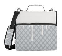 Grey Ice Cream Plaid Checked 3 Rings Organizer Binder with Strap Multiple Pockets Portfolios Portfolio Organizer for Middle School
