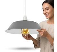 Grey Industrial 36Cm Metal Pendant Lampshade Easy Fit E27 Ceiling Light Shade For Living Room, Kitchen, Bedroom