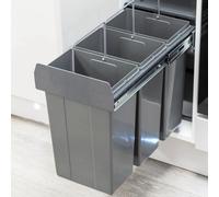 Grey Integrated Pull Out Kitchen Waste & Recycling Bin for 300mm