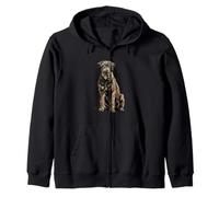Grey Irish Wolfhound Dog Illustration Zip Hoodie