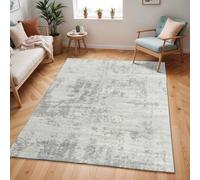 Grey Ivory Modern Rug, Abstract Stain Resistant Easy to Clean Rug For Living Room, Dining Room, Bedroom, Utility Room, Conservatory & Kitchen-130cm X 180cm