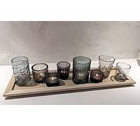 Grey Jewel Hurricane Tray Glass Candle Holder/Tea Light Holder/Vase/Romantic Glass Tea Light Candle Shade/Tealight holder Home Decoration Wedding Party