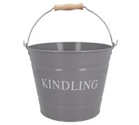 Grey Kindling Wood Storage Premium Bucket + Handle Fireside Fireplace Holder