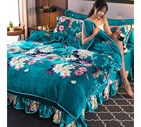 Grey King Size Duvet Cover Sets-Soft Comfortable Breathable Bedding-European Style Retro Flounced Embroidered Bedding Set Luxury Winter Milk Velvet Warm Duvet Cover Bed Linens Pillowcase 4pcs-Birthda