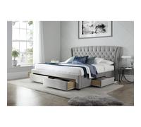Newton Grey Velvet 4 Drawer Storage Bed Kingsize, Grey
