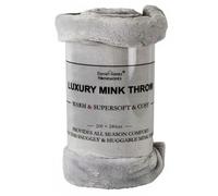 (Grey, King) Soft Mink Throw Over Bed Faux Cuddle Luxury Fur Fleece Bedding Sofa Warm Blanket