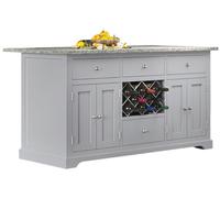 Grey Kitchen Island - Black Granite Top