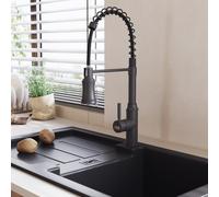 (Grey) Kitchen Pull Out Tap Swivel Faucet with Spring Spout