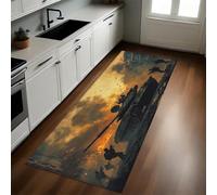 Grey Kitchen Rug Mat War Tanks 50 x 150 cm Non-Slip Rubber Backed Washable Long Floor Mat Carpet Runner for Hallway Dining Room Entrance
