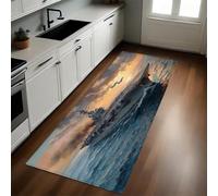 Grey Kitchen Rug naval warships Non-Slip Washable Runner 60 x 180 cm Kitchen Floor Mat for Kitchen, Laundry, Hallway, Dining Room, Entryway, Door Mat