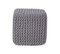 (Grey) Knitted Cotton Cube Footstool 35 x 35 x 35 cm